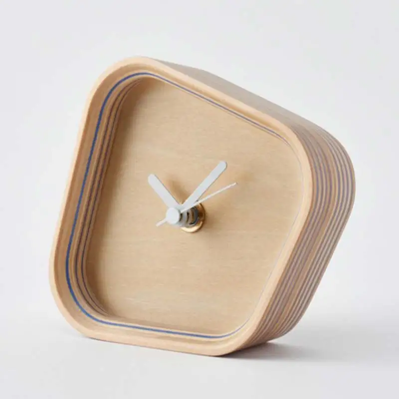 置き時計「rotation」 ブルー 木製 HOKKAIDO WOOD F6S-249