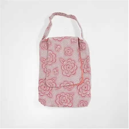 一色ちりめん　結びバッグ(角)椿(ピンク)_装飾品・工芸品  鞄・バッグ かばん カバン_【1569316】