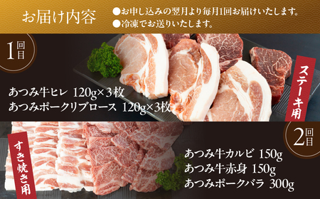【定期便】あつみ牛豚食べつくし定期便 8回