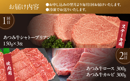 【定期便】超厳選!あつみ牛希少部位定期便 4回