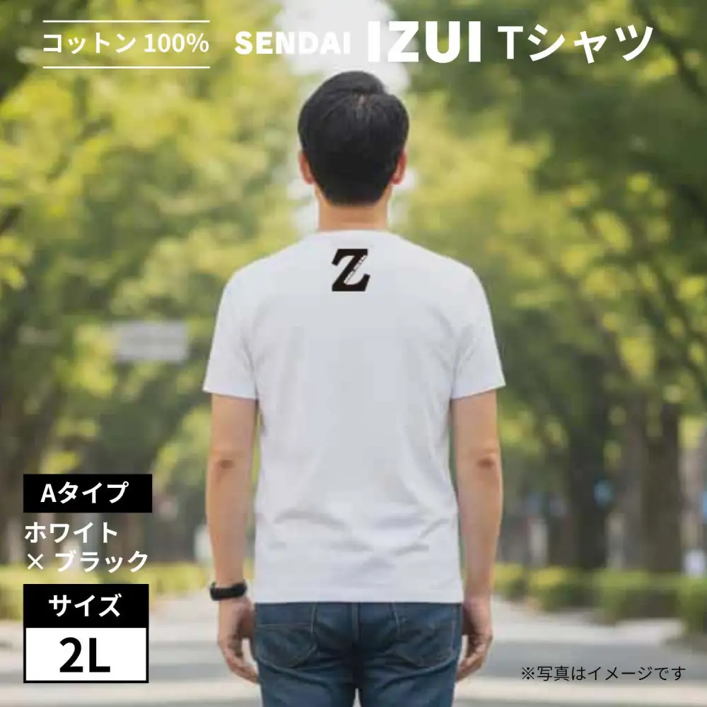 宮城 仙台 Ｔシャツ 綿100% 厚手【SENDAI IZUI & Go.】白×黒　2Lサイズ