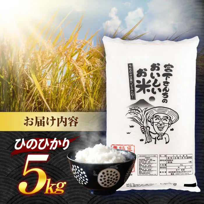 (令和7年産)長崎県認定特別栽培米ひのひかり5kg  / 米 こめ コメ おこめ お米 白米 精米 ひのひかり ヒノヒカリ kome 長崎県産 / 諫早市 / 宮下農園   [AHCG022]