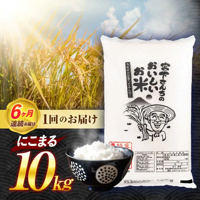 (令和7年産)【6回定期便】長崎県認定特別栽培米にこまる10kg / 米 こめ コメ おこめ お米 白米 精米 にこまる kome 長崎県産 / 諫早市 / 宮下農園   [AHCG024]