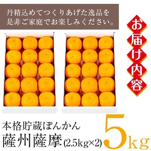 ＜先行予約＞＼数量・期間限定／本格貯蔵 ぽんかん 薩州薩摩 約5kg ぽんかん【01-039-04】