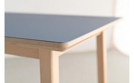 ダイニングテーブル BREAD 150×75 リノリウム スモーキーブルー オーク無垢 大川家具 辻製作所