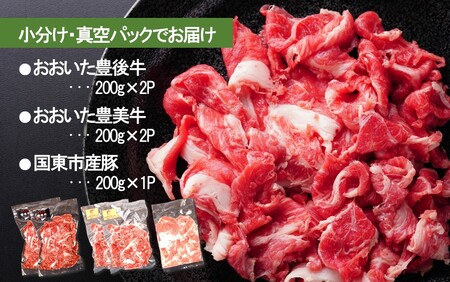 大分県産 牛・豚の切り落としセット（真空包装） 計1kg_2472R