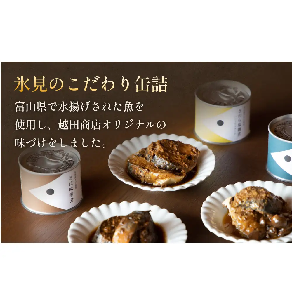 越田商店 缶詰 4缶 ＜さば梅煮＞ 富山県 氷見市 缶詰 魚 非常食 保存食
