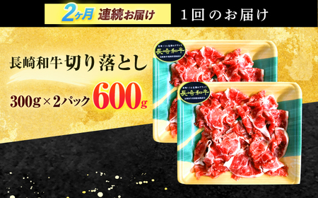 【2回定期便】長崎和牛 切り落とし 600g(300g×2)[OCD017]
