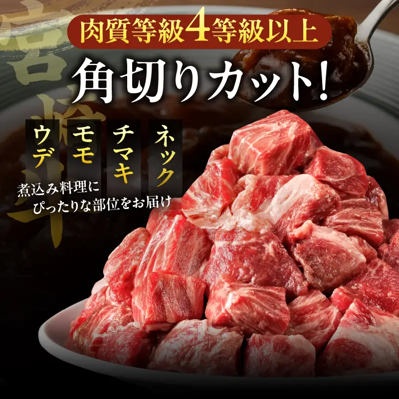 宮崎牛角切り肉(煮込み用)計1kg 肉 牛 牛肉 おかず 国産_T009-0295