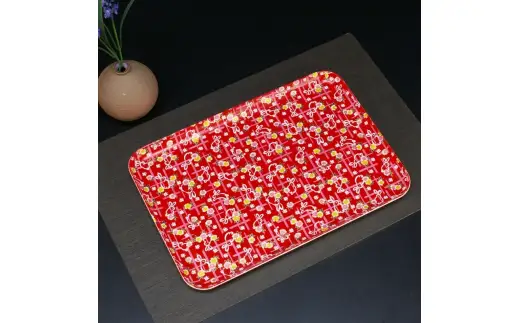 タツクラフト 友禅和紙トレー L 39cm 2枚セット 小花 舞うさぎ 【Tk322】【ttcf922-yul-6】