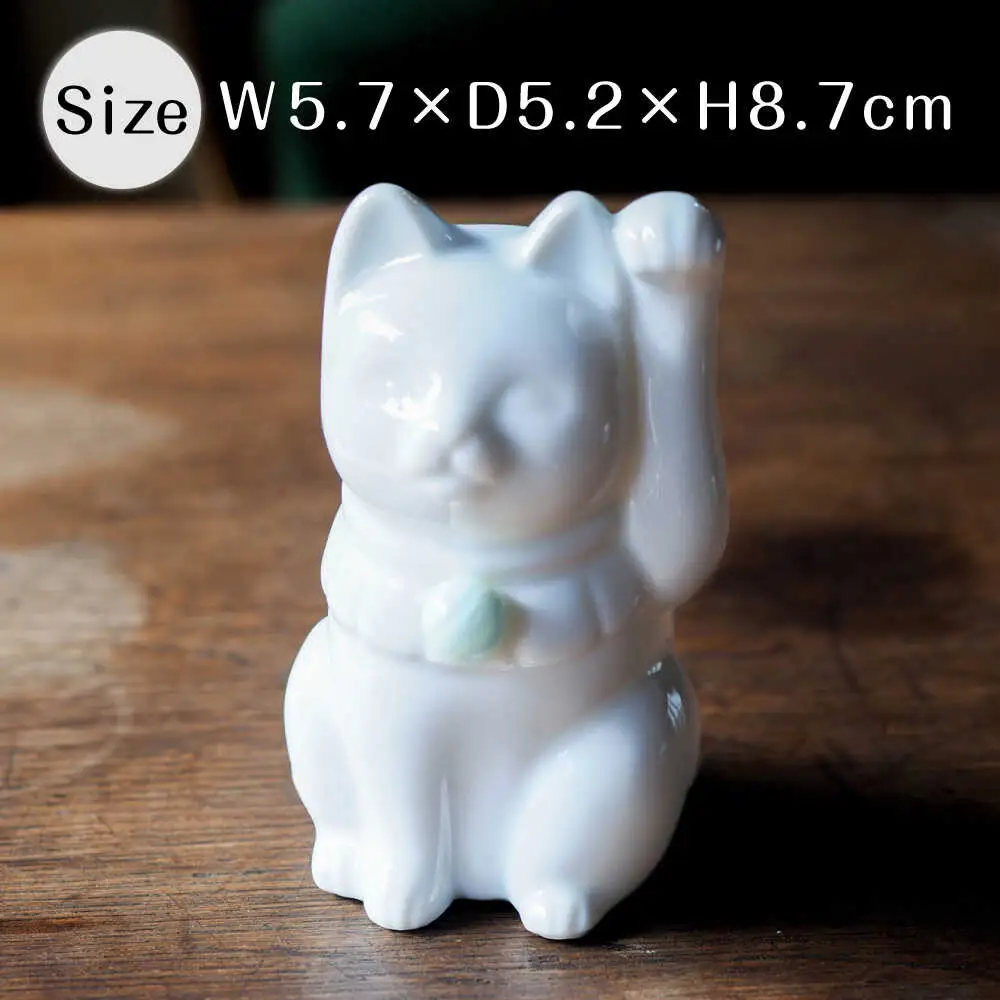 【瀬戸焼】＜招き猫＞Jeramic 2体セット ミルキーアクアマリン3月 【m.m.d.】 / インテリア ネコ 風水 誕生石 [BBAC012]