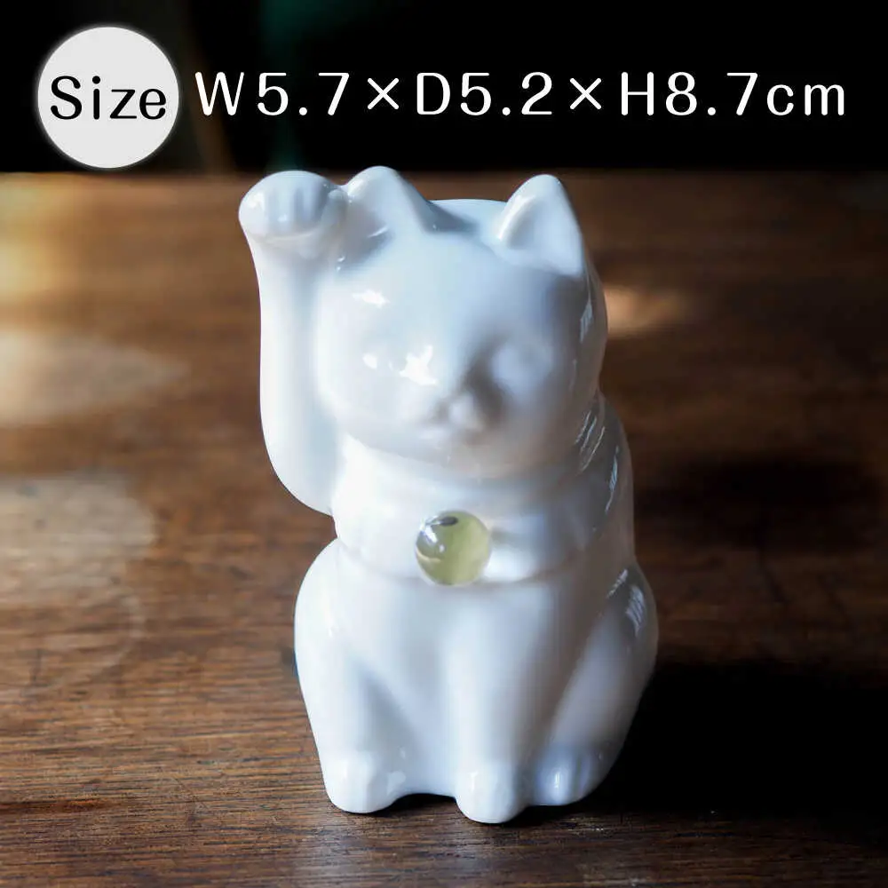【瀬戸焼】＜招き猫＞Jeramic 2体セット 水晶4月 【m.m.d.】 / インテリア ネコ 風水 誕生石 [BBAC014]