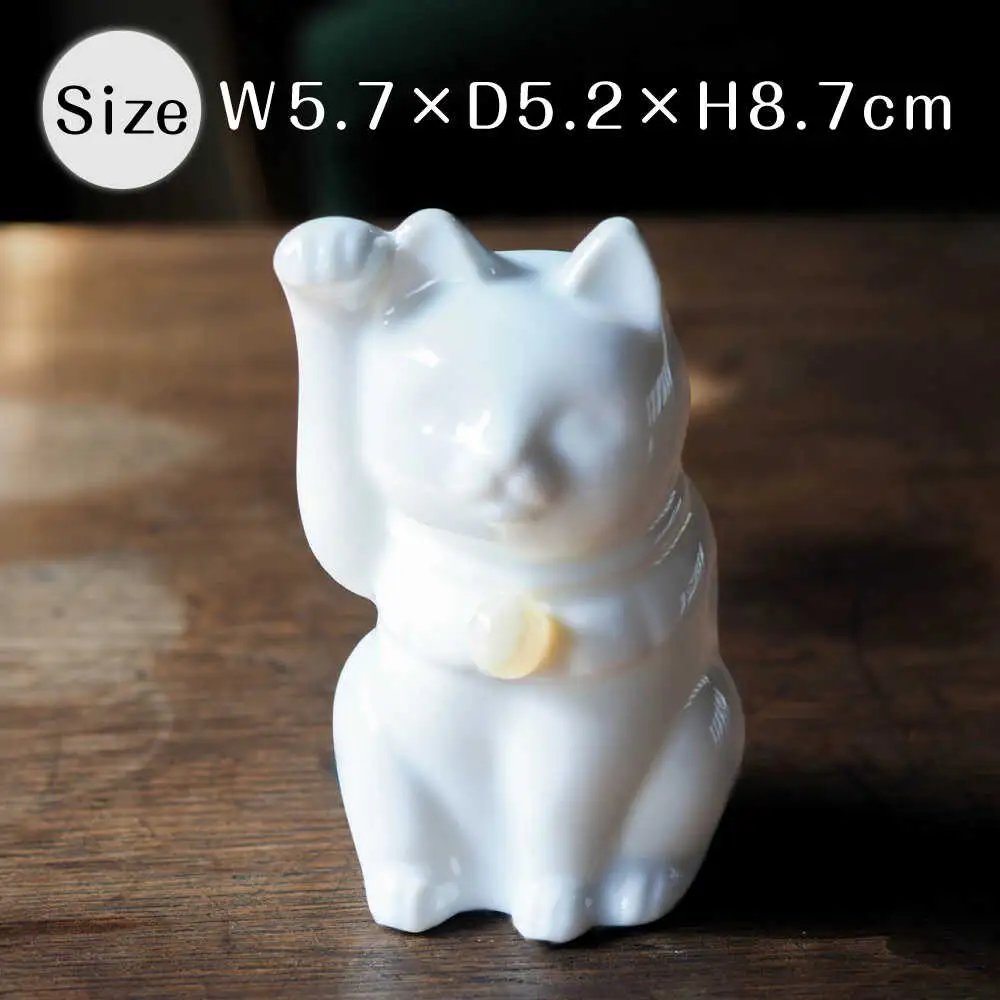 【瀬戸焼】＜招き猫＞Jeramic 2体セット ムーンストーン6月 【m.m.d.】 / インテリア ネコ 風水 誕生石 [BBAC013]