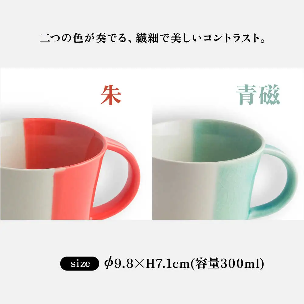【瀬戸焼】 マグカップ 朱・青磁 2個セット / 瀬戸市 / 【ｍ．ｍ．ｄ．】 / マグカップ セット ギフト コーヒーカップ 湯呑み [BBAC020]