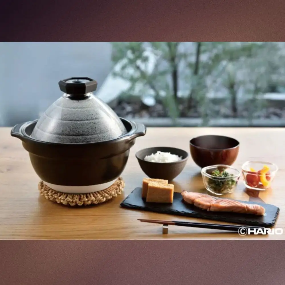 【萬古焼（ばんこやき）】フタがガラスのご飯釜2～3合炊き 令和7年モデル せんが陶器 【HARIO ハリオ  直火 土鍋 耐熱 ガラス 食器 キッチン 日用品 キッチン用品  日本製 ご飯 ごはん釜 炊飯器 四日市市 四日市】