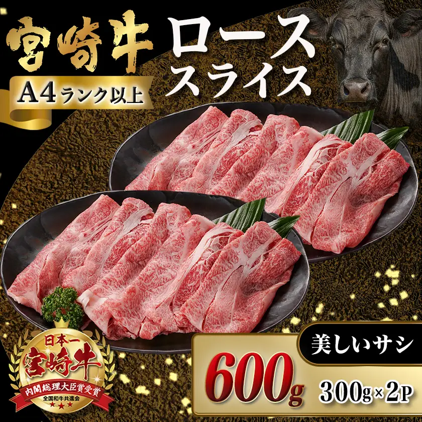 宮崎牛ローススライス(300g×2P)〔AC-N404〕_(都城市) 