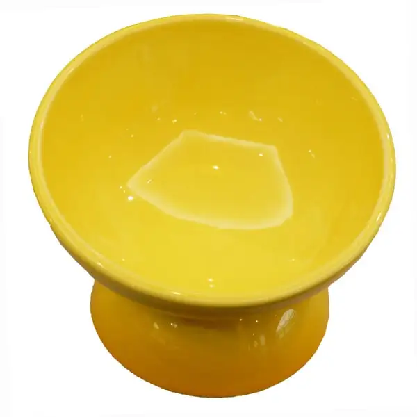 ペット用品 ペット ペットフードボウル「陶器製 短頭犬用食器」イエロー 餌入れ エサ入れ えさ入れ 食器 皿 犬 猫 犬用食器 猫用食器 小型用ペットフードボウル 軽量ペットフードボウル アイボリー 536175 10-095