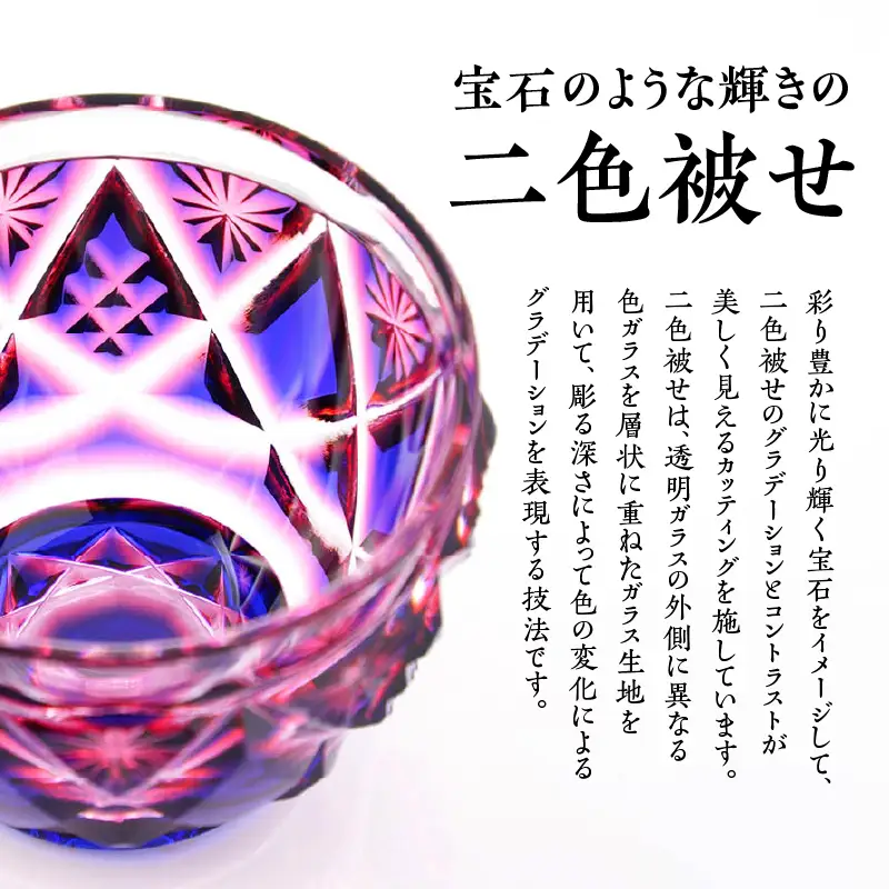島津 薩摩切子 二色酒盃  「 寿恵瑠 」 ルリ緑 K010-034_02
