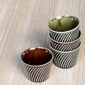 【美濃焼/みずなみ焼】 タック マルチカップ 4個セット オリーブグリーン・ブラウン 瑞浪市 / 山喜製陶 食器 小鉢 カップ [AZCP066]