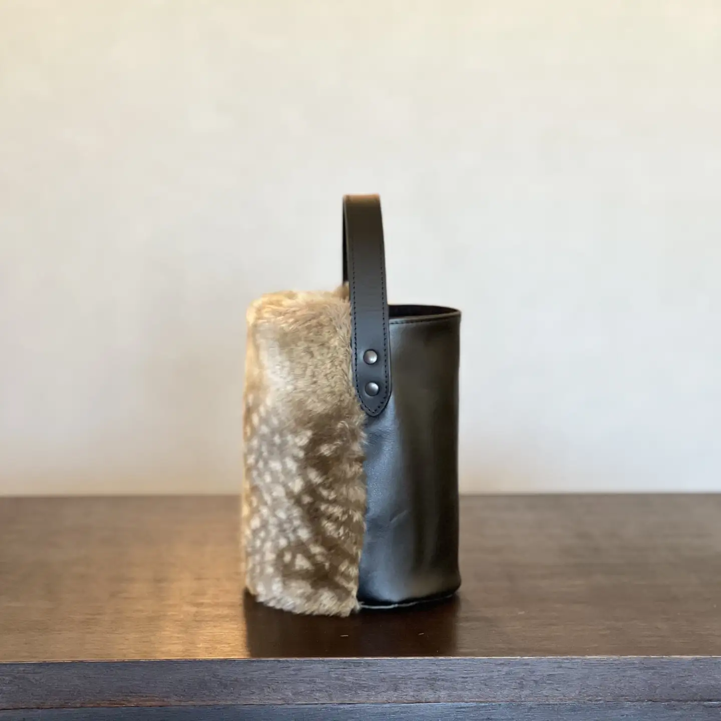 バンビ柄エコファー 2WAYバケツミニバッグ（グレー）CUSTOM BAG Milih 48-003