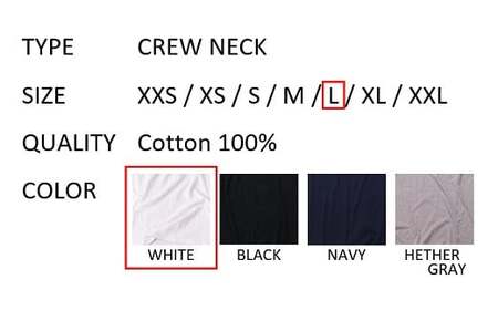 【Lサイズ】 EIJI T－SHIRT クルーネック ホワイト _SM13-5 
