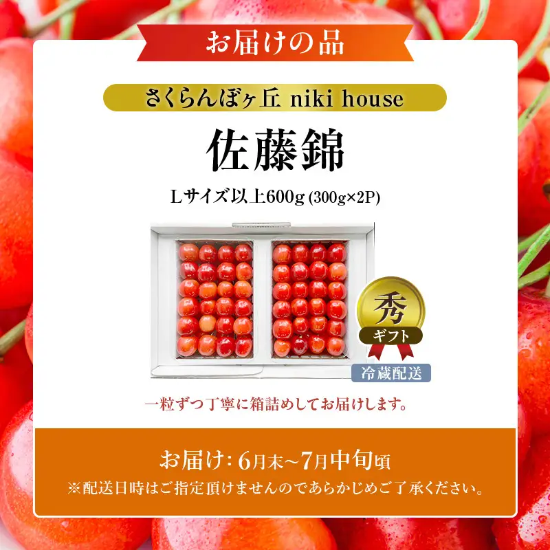 さくらんぼ ( 佐藤錦 ) 600g Lサイズ以上 サクランボ