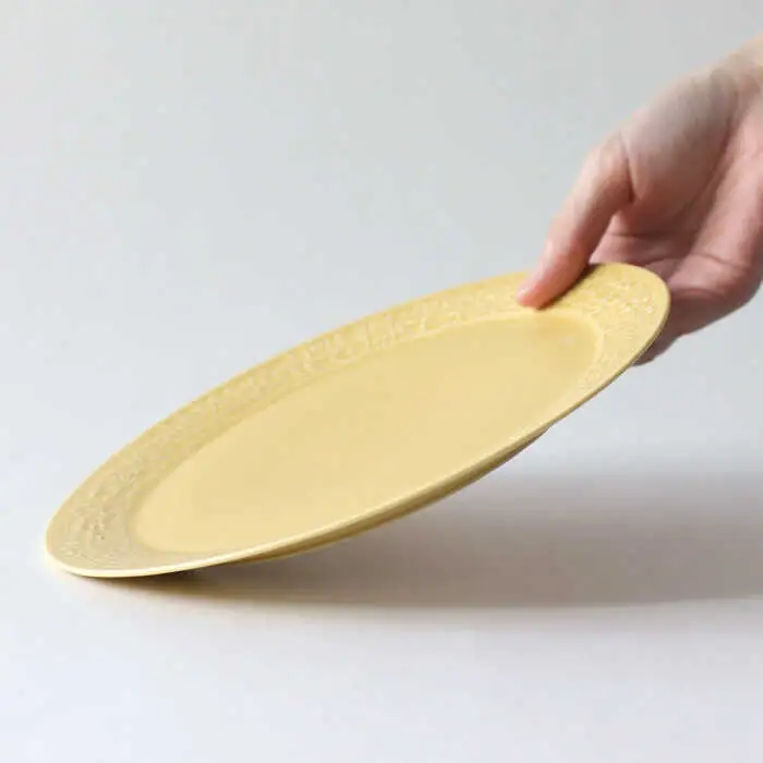 【波佐見焼】PATTERNED PLATE 21 yellow 【BIRDS’ WORDS】[CF092]