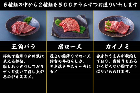 北海道産 黒毛和牛 こぶ黒 A5 焼肉 希少部位 1kg (2種類 500g×2パック) ＜ LC ＞
