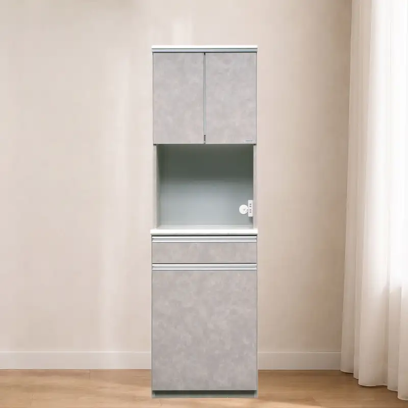 食器棚 オッド 60OP【黒木目・ムラミグレー】 幅60cm ダイニングボード 完成品 キッチン収納 スリム キッチンボード