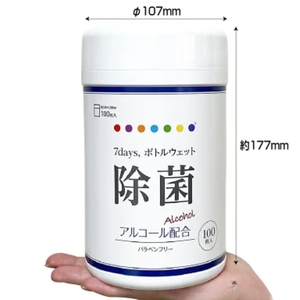 7days, ボトルウェットティッシュ 除菌アルコール100枚 (本体5個＋詰替5個) ウェットティッシュ 日用品 日用品