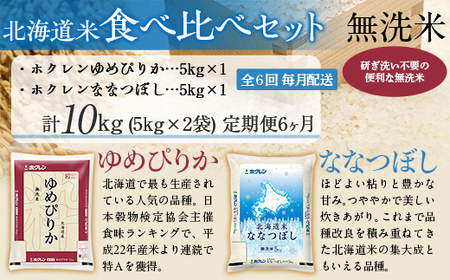 【6ヶ月定期配送】（無洗米10kg）食べ比べセット（ゆめぴりか、ななつぼし） MKWAI129