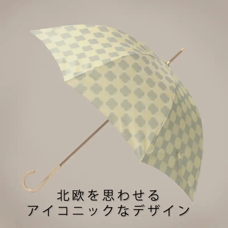 【槙田商店】晴雨兼用長傘　ノルディック　ドットコラージュ　グリーン