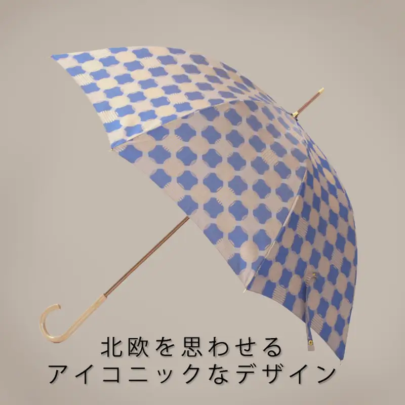 【槙田商店】晴雨兼用長傘　ノルディック　ドットコラージュ　ブルー