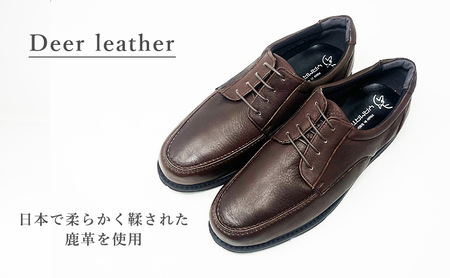 カジュアルシューズ 鹿革 4E 濃茶 カジュアルシューズ 24.0cm