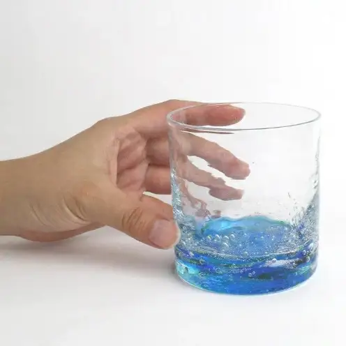 【RYUKYU GLASS WORKS 海風】オキナワオーシャン　ロック（ラージ） 〇 沖縄 読谷村 夏 琉球ガラス ガラス工房 東シナ海 体験工房 彩り ブルー コバルトブルー 地場産品 手作り 伝統工芸品 サイズ違い有 プレゼントに 涼しさ演出　 お祝いに 涼しさ演出 人気商品