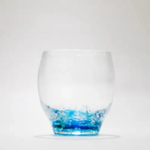 【RYUKYU GLASS WORKS 海風】オキナワオーシャン　バドロック 〇 読谷村 コップ 夏 琉球ガラス 色違い有 沖縄 ガラス工房 彩り ブルー 清涼感 地場産品 手作り 人気商品 色違い有 プレゼントに ギフトに お祝いに オススメ 伝統工芸品