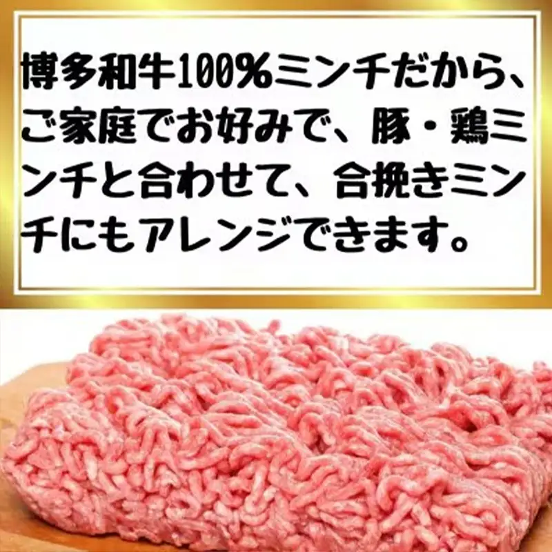 【定期便全3回】博多和牛100％ミンチ（挽肉）【訳あり】600g（300g×2個）【和牛 博多和牛 福岡 博多 筑前 おすすめ 人気 ミンチ 挽肉 訳あり ふるさと納税 送料無料 FL090】