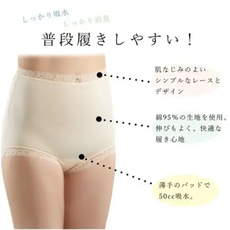 NEW深ばきフィフティショーツ (失禁パンツ) LLサイズ 4枚組(ピンク2枚+ベージュ2枚)【1587696】