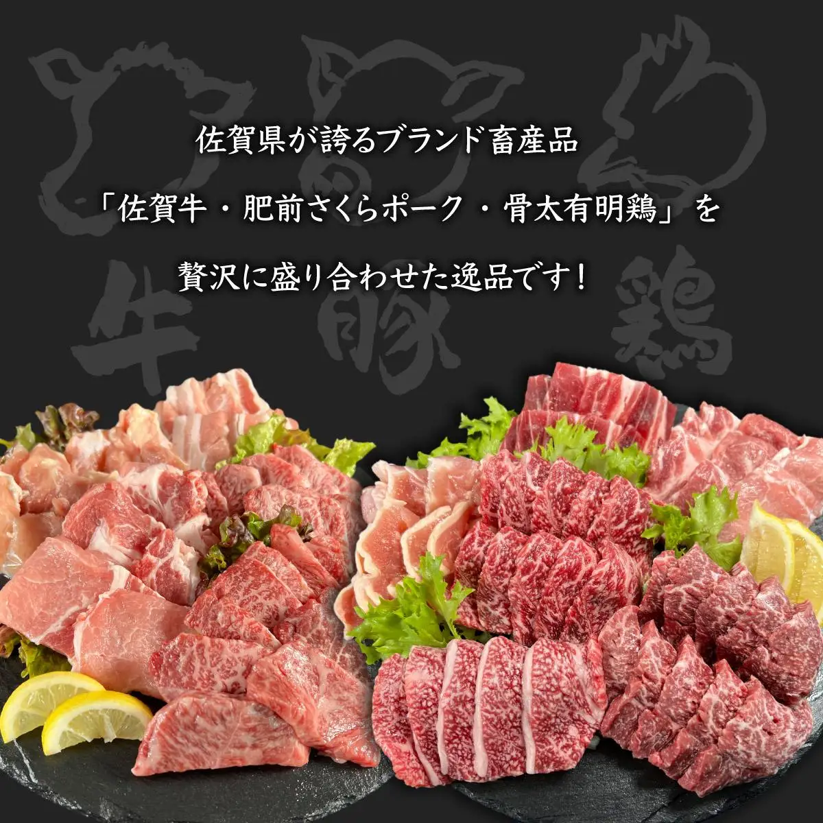 佐賀ざんまい！厳選6種焼肉盛り合わせ1000g（4～5人前）