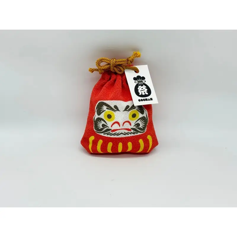 丹後ちりめん 祭巾着（だるま） サイズ：約17cm×13cm