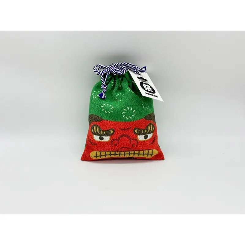 丹後ちりめん 祭巾着（ししまい） サイズ：約17cm×13cm