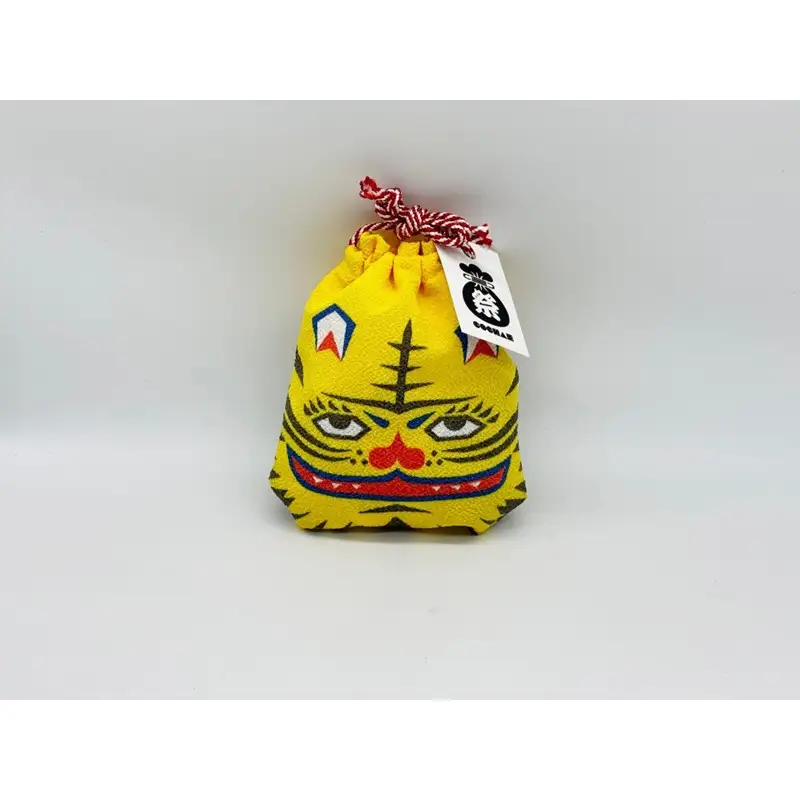 丹後ちりめん 祭巾着（とら） サイズ：約17cm×13cm
