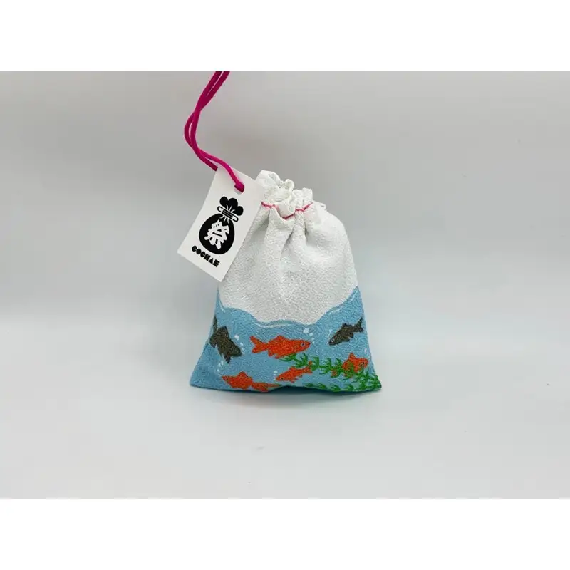 丹後ちりめん 祭巾着（きんぎょ） サイズ：約17cm×13cm