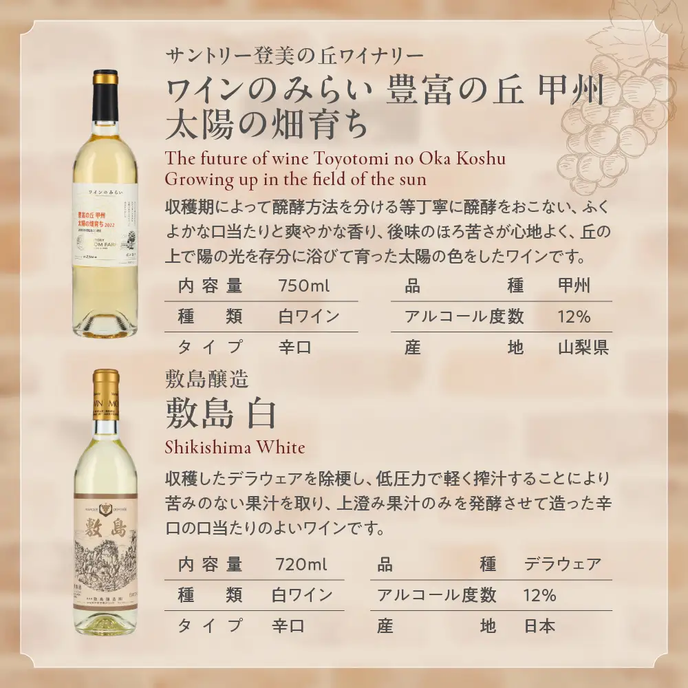 甲斐市産ワイン　白飲み比べ6本セット 山梨県 甲斐市 AD-256