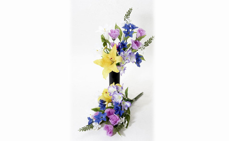 造花墓花 イエローカサブランカ アルストロメリア 仏花 造花墓花【左右1対セット】