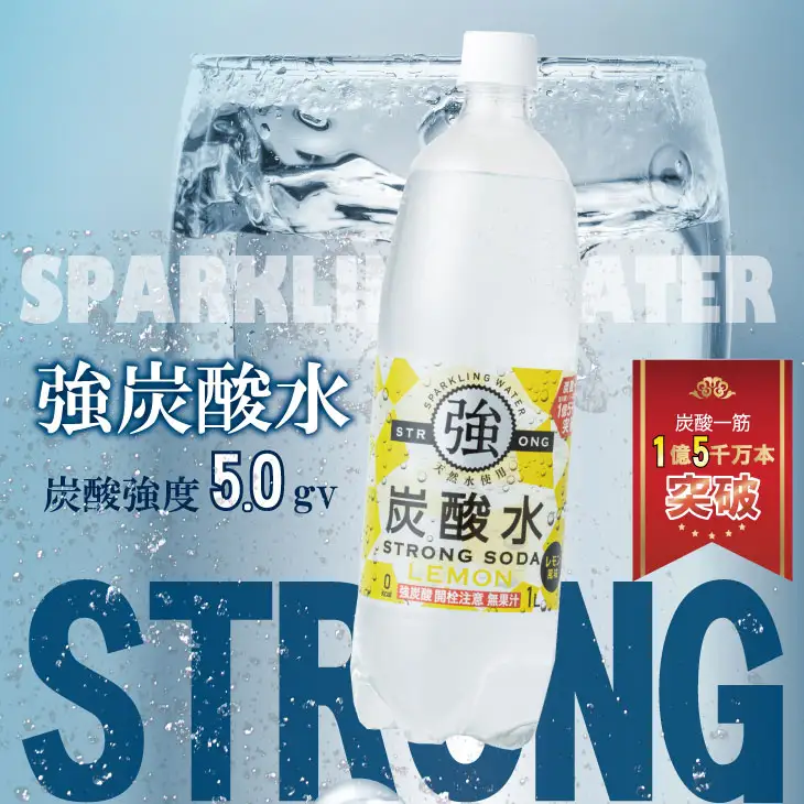 強炭酸水レモン 1,000ml×15本 炭酸 飲料 A060-009