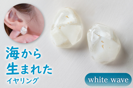 【色が選べる】海から生まれたイヤリング（Ｓサイズ） mi0012-0203 ｱｸｾｻﾘｰ 海洋ﾌﾟﾗｽﾁｯｸ 一点もの 白 青 ｶﾗﾌﾙ SDGs