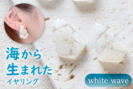 【色が選べる】海から生まれたイヤリング（Ｌサイズ） mi0012-0204 ｱｸｾｻﾘｰ 海洋ﾌﾟﾗｽﾁｯｸ 一点もの 白 青 ｶﾗﾌﾙ SDGs