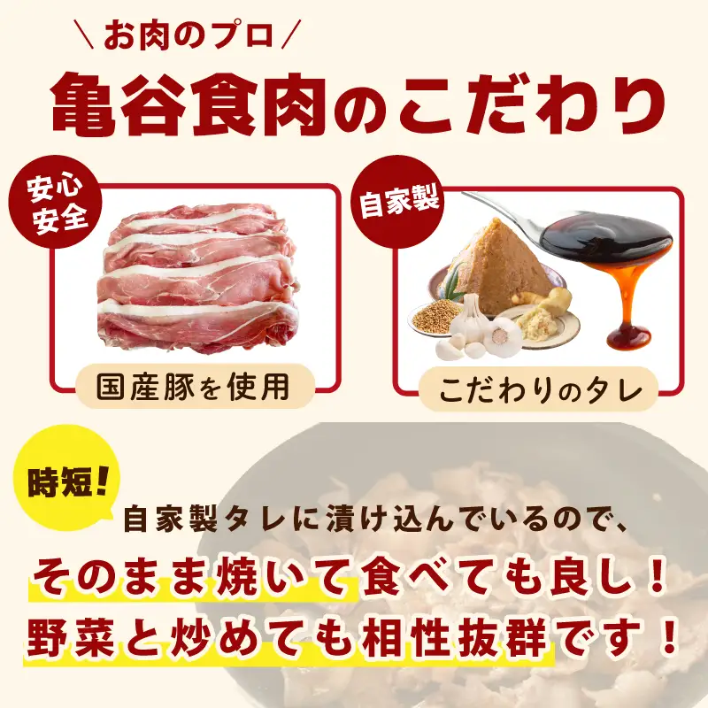 国産 豚スライス(豚もも) タレ漬 1kg(250g×4パック) 小分け 時短 焼くだけ 簡単