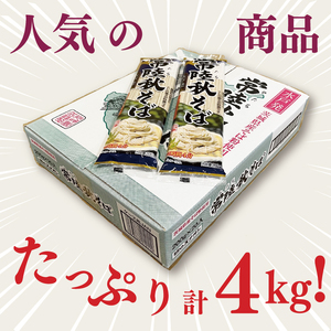 【麺のスナオシ】常陸秋そば１箱　4kg（200ｇ×20袋）（乾麺）そば 蕎麦 お取り寄せ 高評価 麺 即席麺 ストック 生活応援 非常食 簡単調理 長期保存 保存食 防災 人気 大容量 ローリングストック 水戸市 茨城県（BY-17）